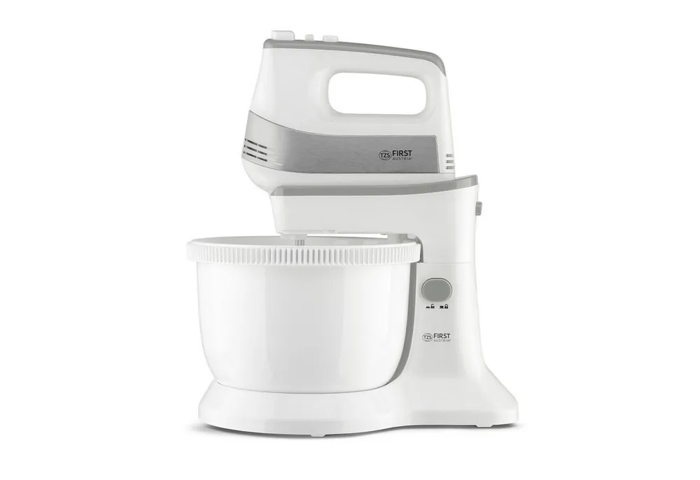 TZS FIRST AUSTRIA Handmixer mit Schüssel 3,5L, Küchen- und Knetmaschine 500W, 500 W, 1 Paar Knethaken, 2 Rührbesen, Rührschüssel
