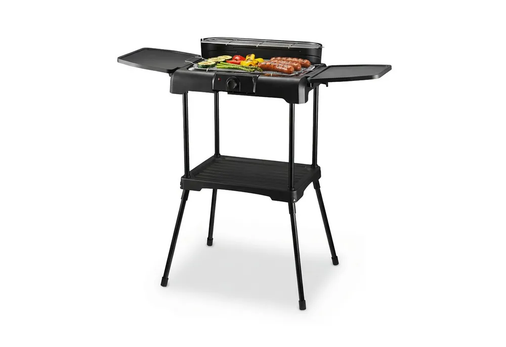 TZS FIRST AUSTRIA Standgrill 2200W, Standgrill mit Temperaturregler & Wärmereflektor, 2000 W, 2-in-1 Elektro-Standgrill & Tischgrill, Windschutz & IPX4 Schutz