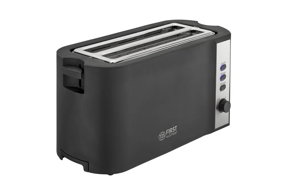 TZS FIRST AUSTRIA Toaster 4-Scheiben-Toaster, Brotzentrierung, Langschlitz, 1200-1500W, für Küche/Haushalt, 1250 W, Brötchenwärmer, Krümelfach, Bräunungsgrade: 6, Auftau- Aufwärmfunktion