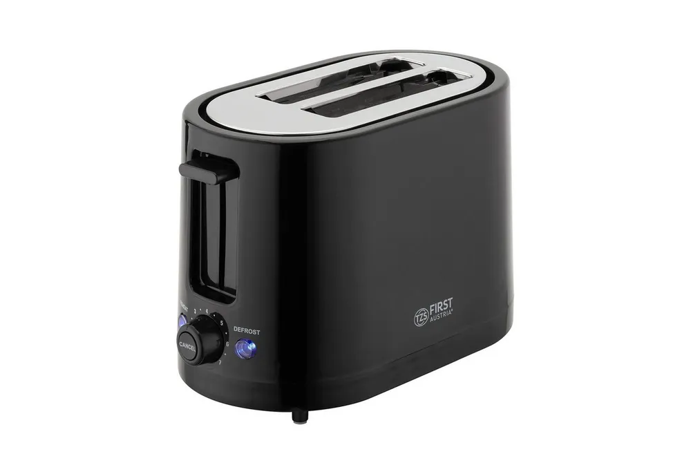 TZS FIRST AUSTRIA Toaster 750W, 2 Scheiben, 7 Stufen, schwarz, für 2 Scheiben, 0 W, Warmhalte- und Auftaufunktion, inkl. Krümelschale