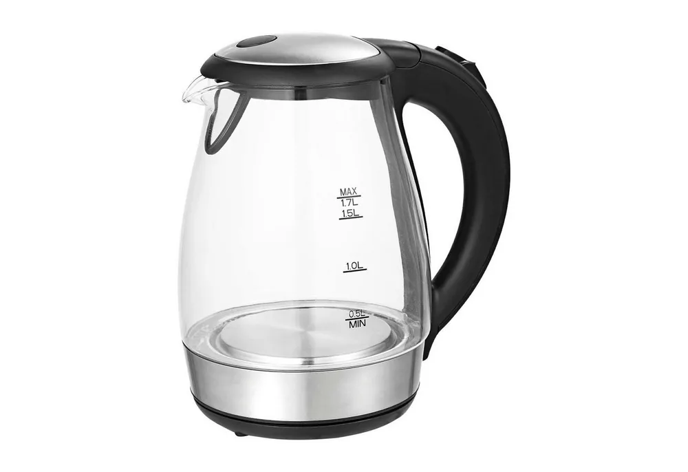 TZS FIRST AUSTRIA Wasserkocher Glas Wasserkocher, 1,7 L, Kalkfilter, 2200W, LED Innenbeleuchtung, 1.7 l, 2200 W, kabellos, Trockenkochschutz, 360° Grad Anschluss-Sockel