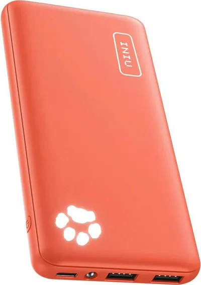 UE Stock 10000mAh Powerbank Tragbares Ladegerät mit Doppelausgang und USB-C Powerbank (3,7 V), Super dünn