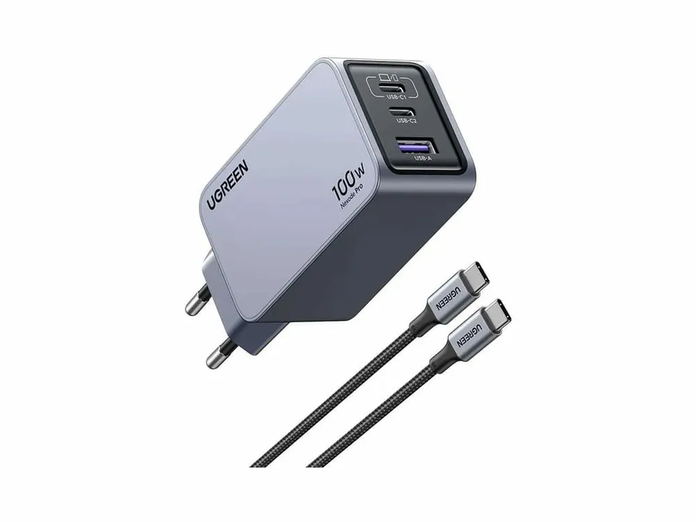 UGREEN 100W Nexode Pro GaN Power Adapter mit USB-C Kabel, Grau