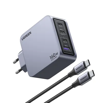 UGREEN 160W Nexode Pro X763 GaN Power Adapter mit USB-C Kabel, Grau