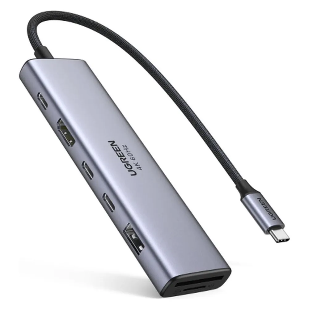 Ugreen Revodok USB-C Hub 7 in 1 HDMI 4K60Hz 2xUSB-C3.2 USB-A3.2 SD/TF PD100W Grau