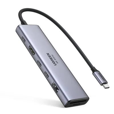 Ugreen Revodok USB-C Hub 7 in 1 HDMI 4K60Hz 2xUSB-C3.2 USB-A3.2 SD/TF PD100W Grau