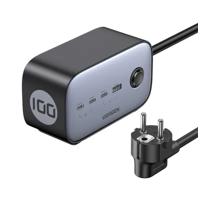 UGREEN 65W Nexode DigiNest Pro GaN USB-A und USB-C Ladegerät, Schwarz/Grau