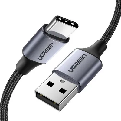 Ugreen USB-A zu USB-C Kabel 3A 2M mit Aluminiumsteckern und Nylonummantelung Schwarz