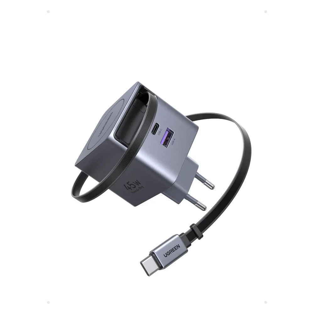 UGREEN 45W Nexode Pro GaN Power Adapter mit ausziehbarem USB-C Kabel