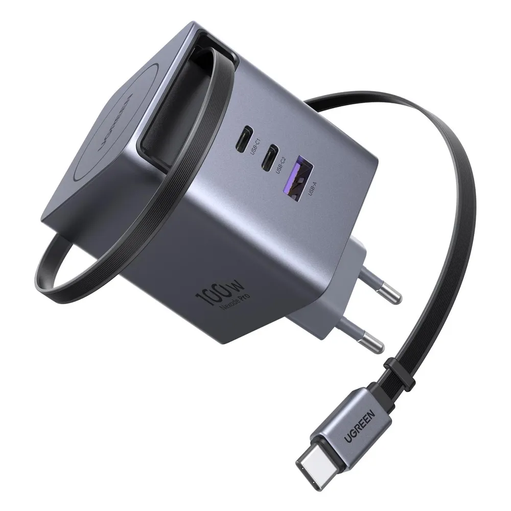 UGREEN 100W Nexode Pro GaN Power Adapter mit ausziehbarem USB-C Kabel