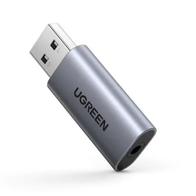 Adapter Ugreen CM383 USB auf 3,5 mm Klinke Aluminium Plug and Play Grau