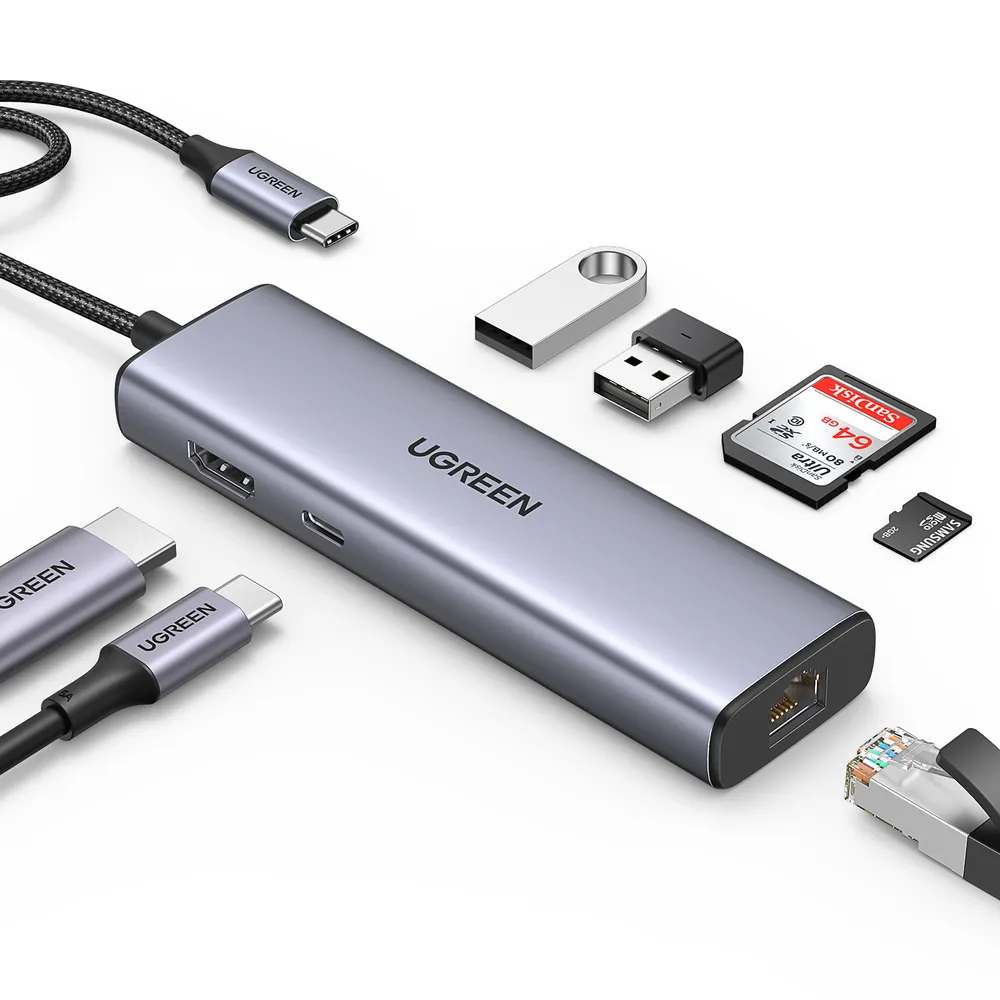 UGREEN CM512 USB-C Hub (7 in 1), Grau