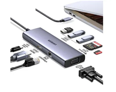 Hub Ugreen 9 Ports USB-C 4K HDMI VGA Gigabit Ethernet PD