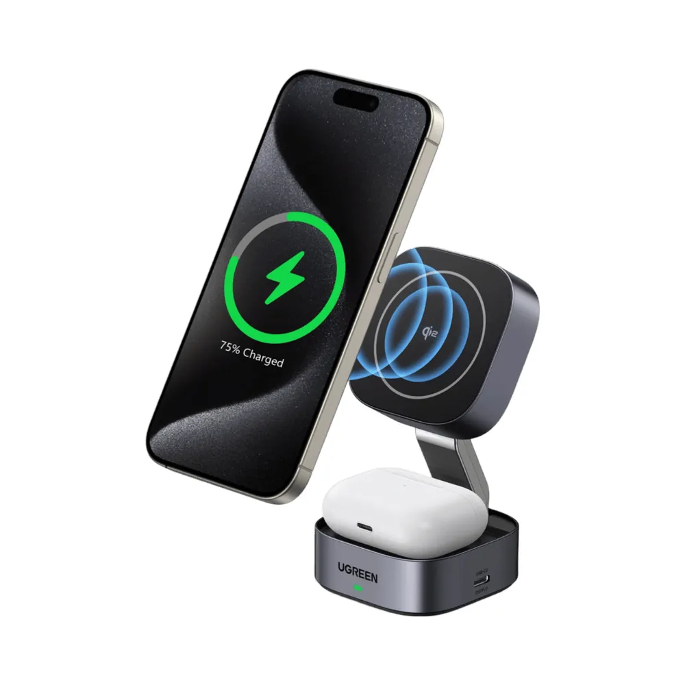 Drahtlose Ladestation 2 in 1 Ugreen kompatibel MagSafe Qi2 15W