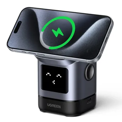 Drahtloser Lader Robot 2 in 1 Ugreen W709 Qi2 15W Schwarz