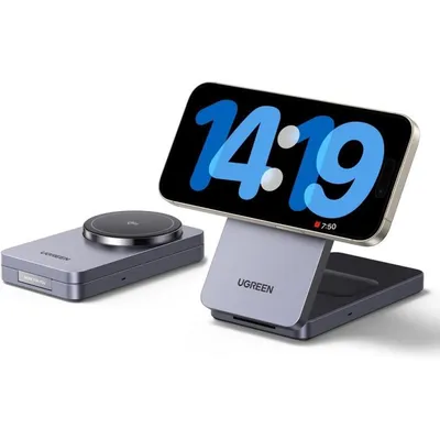 Kabelloses Ladegerät UGREEN W706 MagFlow Qi2 15W Aluminium USB-C Induktion