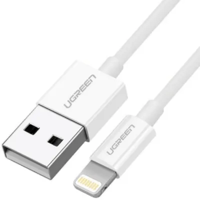 UGREEN 20728 USB-A-Stecker auf LIGHTNING-Kabel. Mfi-zertifiziert. 1 Meter. Farbe: Weiß. Kompatibel mit iPhone, iPad, iPod. Weiß