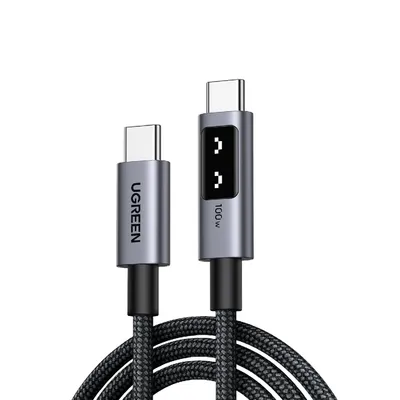 Kabel USB-C zu USB-C Ugreen 1 m 100W PD 3.0 E-Marker Nylon Geflochten Grau Gunmetal