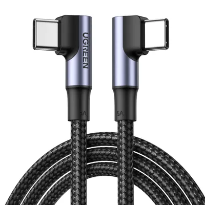 UGREEN Abgewinkeltes USB- C Kabel Quick Charge Power Delivery 100 W schwarz Smartphone-Kabel, (200 cm)