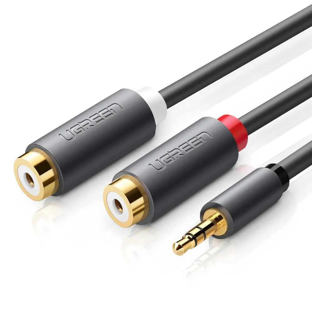UGREEN Audioadapter Klinke 3,5 mm Stecker auf 2 x RCA Buchse Kabel 0,25m grau Audio-Adapter