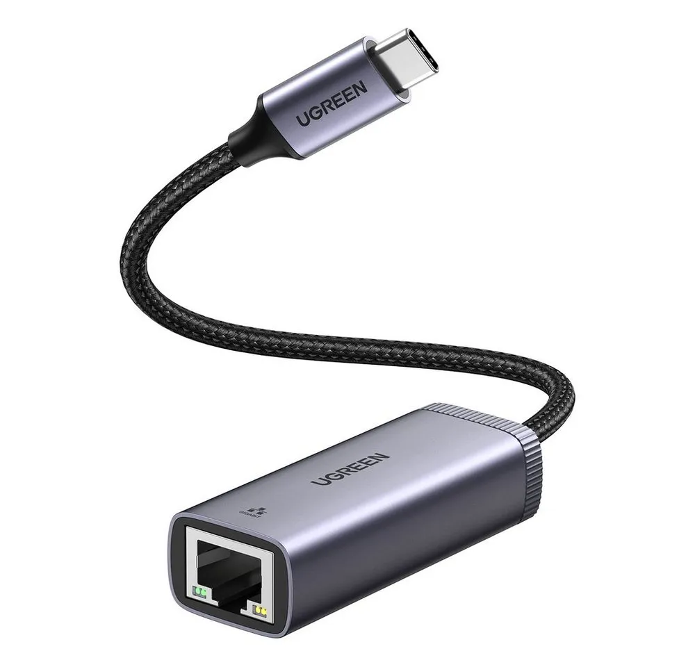 UGREEN externer USB Typ C Netzwerkadapter - RJ45 1Gbps (1000Mbps) grau Netzwerk-Adapter