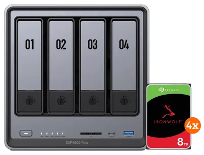 UGREEN NASync DXP4800 Plus + Seagate Ironwolf 8TB 4er-Pack