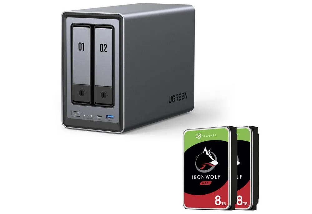 UGREEN UGREEN NASync DXP2800 & 2x SEAGATE ST8000VN004 HDD-NAS-Festplatte