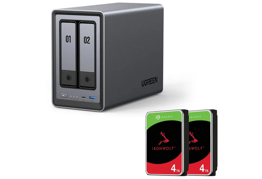 UGREEN UGREEN NASync DXP2800 & 2x SEAGATE ST4000VN006 HDD-NAS-Festplatte