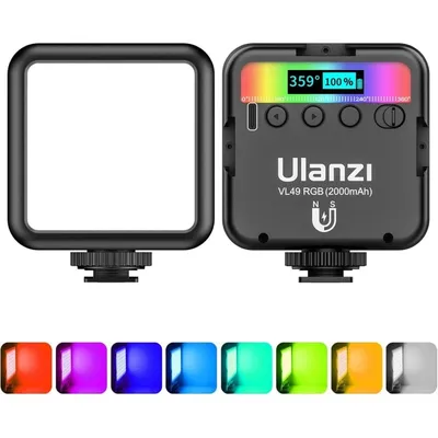 Tragbare Beleuchtung für Video und Fotografie Ulanzi Vl49 RGB Vollfarbe wiederaufladbar 2000 mAh magnetische Unterstützung