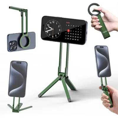 Magnetische Smartphone-Stativhalterung Aluminium 360 Grad Rotation Karabinerclip