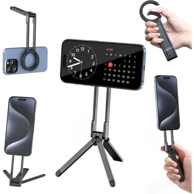 Magnetische Stativhalterung Aluminium Kompatibel mit MagSafe 360 drehbar Karabinerclip