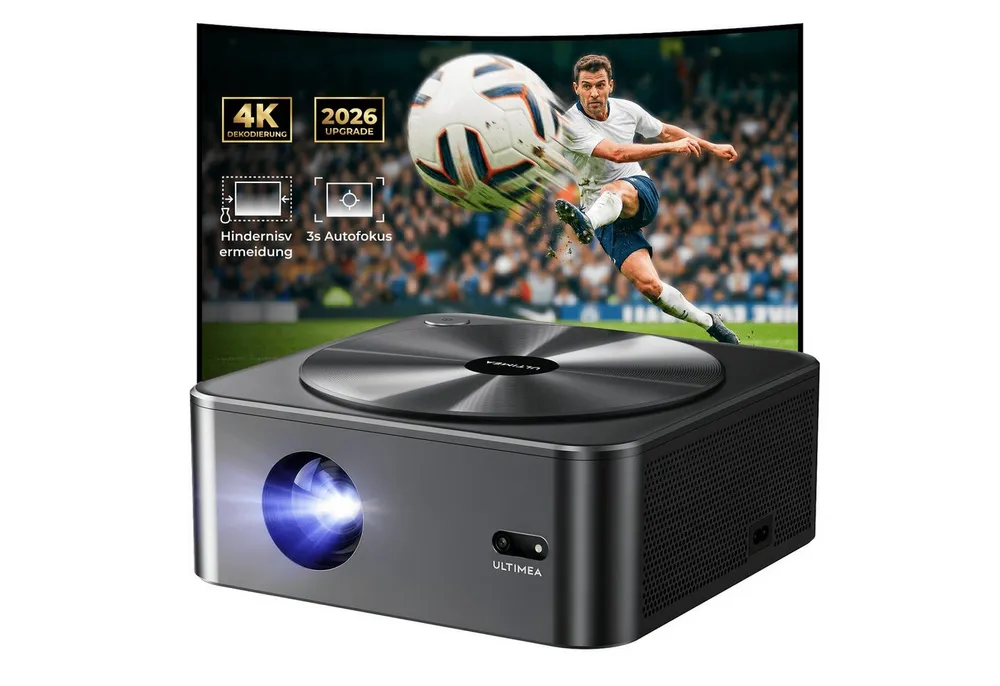 Ultimea Apollo P40 Full HD Native 1080P Beamer (21000 lm, 15000:1, 1920 x 1080 px, Autofokus & ±50° Autotrapezkorrektur,5G WiFi Bluetooth Beamer)