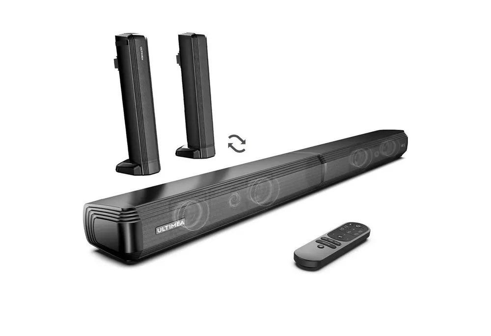 Ultimea Apollo S40 Soundbar 2.2-Kanal (Bluetooth 5.3, 100 W, Teilbare 2-in-1 Soundbar mit 3 EQ-Modi und verstellbarem Bass)