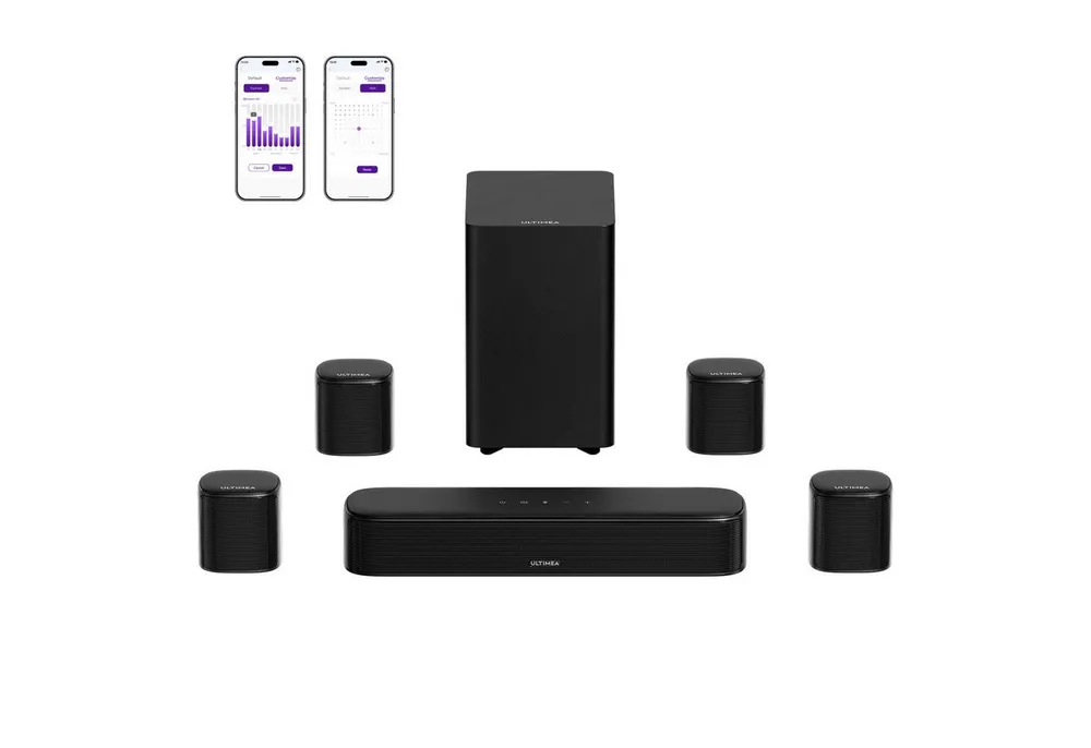 Ultimea Aura S4T Soundbar 7.1-Kanal Surround System mit HDMI ARC (Bluetooth 6.0, 350 W, mit Kabelgebundene 5.25" Subwoofer, HDMI, Bluetooth 6.0)