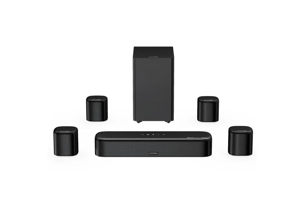Ultimea Aura S5T 7.1 Soundsystem 7.1-Kanal Dolby Atmos Soundbar (HDMI eARC und Bluetooth® 6.0, 420 W, 5,25'' Subwoofer, VoiceMX, BassMX, 4 Surround Lautsprecher)