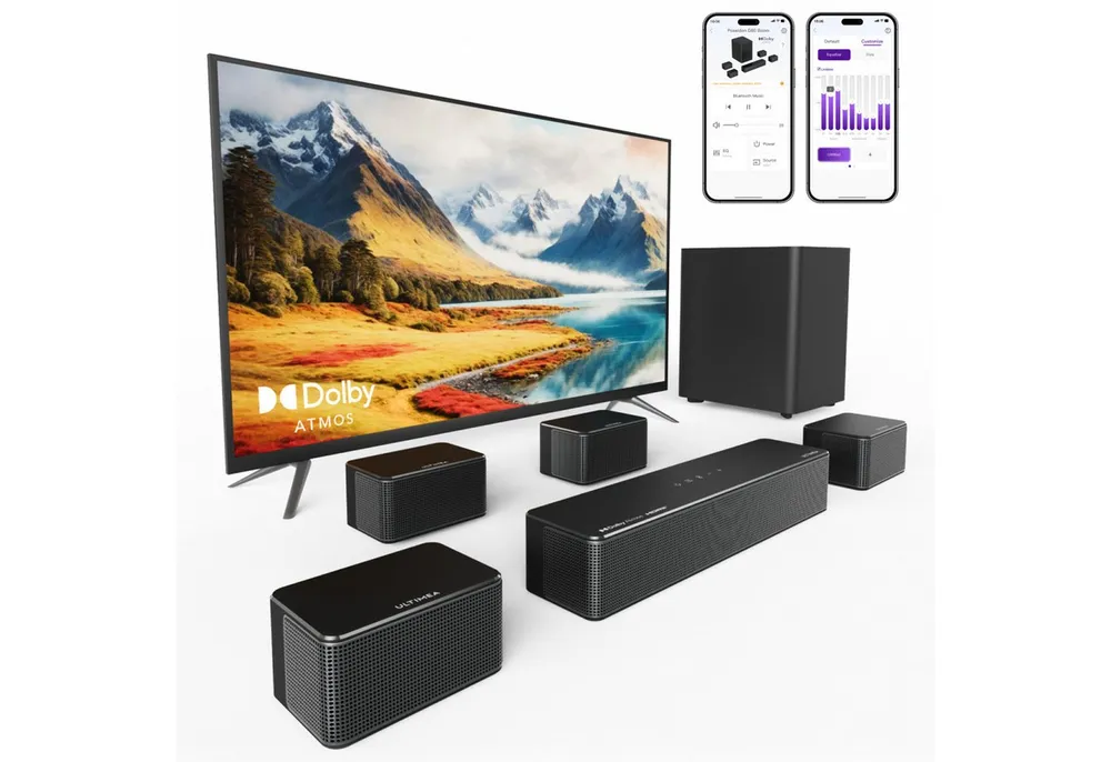 Ultimea Lautsprecher 7.1 Kanal (Bluetooth, HDMI, 500 W, Dolby Atmos, APP-Steuerung,Surround-Lautsprecher, kabellosem Subwoofer)