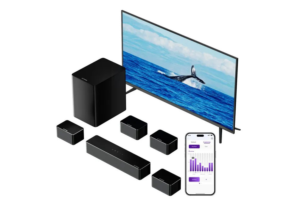 Ultimea Poseidon D70 7.1 Soundsystem (Bluetooth, Optische, HDMI, 410 W, 4 Surround-Lautsprecher, Heimkino-Soundsystem, App-Steuerung)