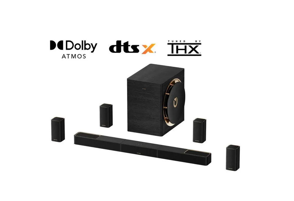 Ultimea Skywave X100 Dolby Atmos & DTS:X Soundbar 9.1.6-Kanal-Surround-Sound (Abgestimmt von THX, 1500 W, 20Hz Low Frequency, App, 8K-HDR-Passthrough, heimkino soundsyste)