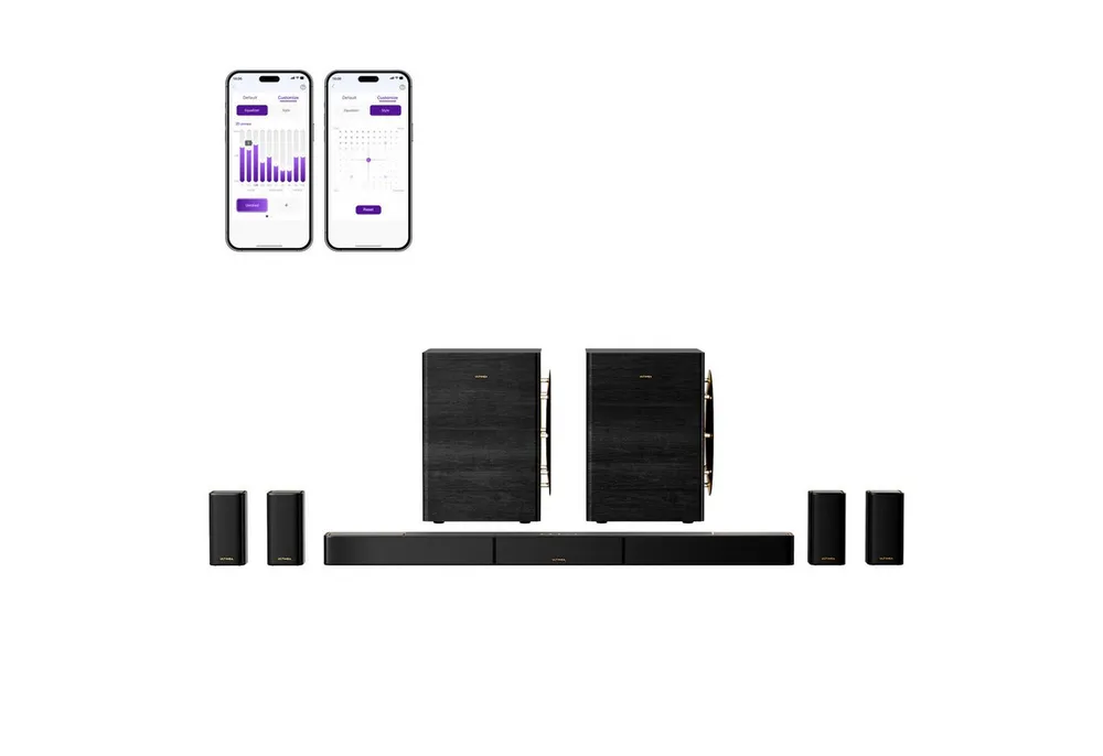 Ultimea Skywave X100 Dual Dolby Atmos & DTS:X Soundbar 9.2.6-Kanal-Surround-Sound (Dualer 10'' Subwoofer, 2000 W, THX, Ultimea App, 8K-HDR-Passthrough, heimkino soundsystem)
