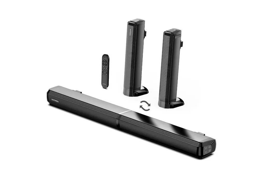 Ultimea Teilbare 2-in-1 Soundbar 2.2 Kanal (Bluetooth 5.3, 100 W, Mit 3 EQ-Modi und verstellbarem Bass, HDMI ARC / Optisch / Aux)