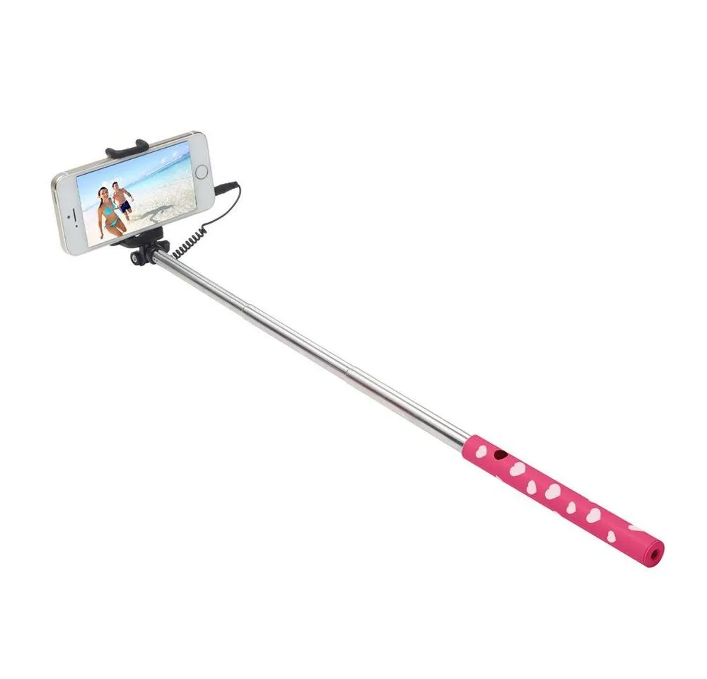 Ultron Selfie Hot Shot Selfiestick (45 cm Selfie Stick, Kamera Auslöser, Griff Herzen, Smartphone, rosa / weiß (173951)