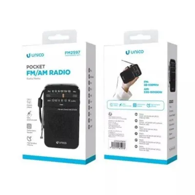 Unico Tragbares FM/AM-Radio Schwarz mit 3,5 mm Kopfhöreranschluss und ABS-Gehäuse, Analoger Tuner
