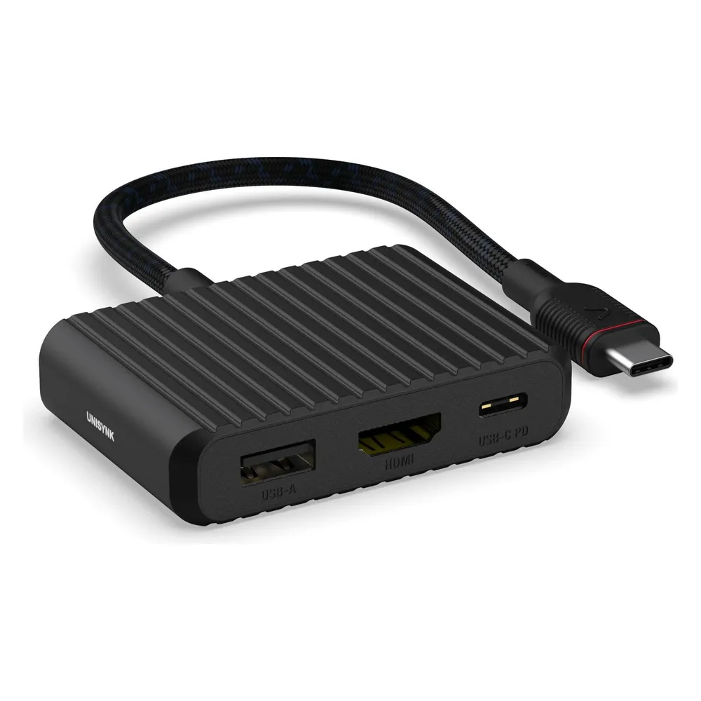 Unisynk 3 Port USB-C Hub V2 4K 60Hz 100W Black