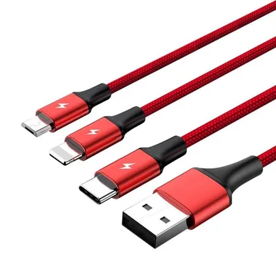 Datenkabel UNITEK C4049RD USB A zu USB C/Micro-USB B/Lightning 1,2m Rot