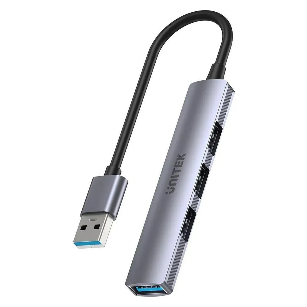 Hub Unitek 4 Ports 5000 Mbit/s USB 3.2 Gen 1 H1208A Aluminium Grau