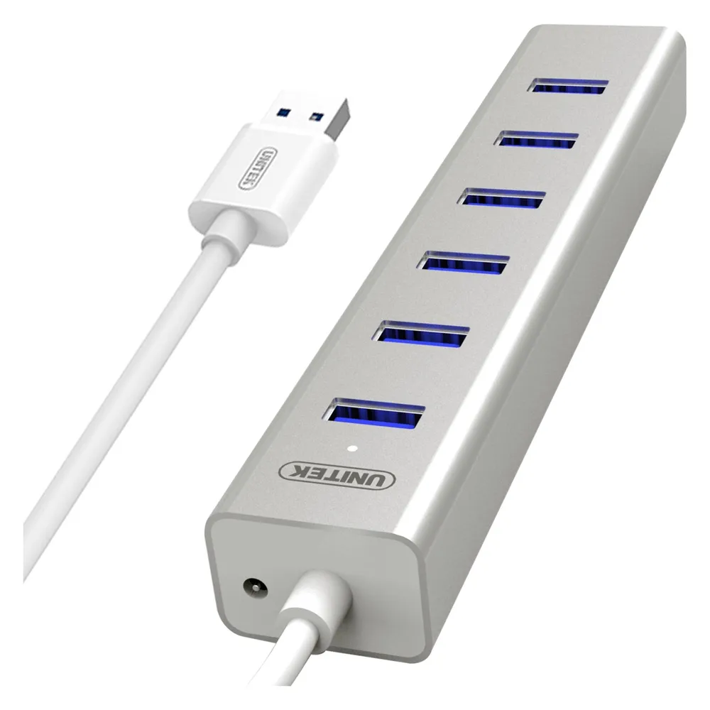 Hub Unitek 7 Ports 5 Gbps USB 3.2 Gen 1 Modell Y-3090 mit AC-Adapter