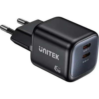 Ladegerät Unitek 2 Ports 45W GaN Power Delivery Quick Charge Schwarz