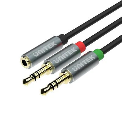 Audiokabel Unitek Y-C957ABK 3,5mm Weiblich zu 2x3,5mm Männlich 0,2m Schwarz/Grau