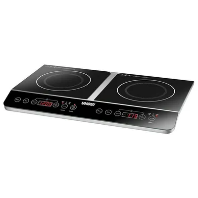 Unold 58175 Kochfeld Schwarz, Edelstahl Arbeitsplatte 60 cm Zonen-Induktionskochfeld 2 Zone(n)