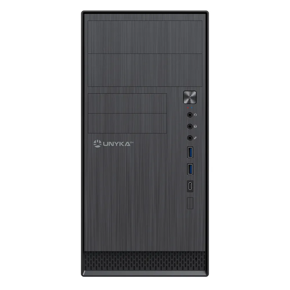 UNYKAch AERO C12 V2 Micro-ATX-Gehäuse, USB 3.0/Typ-C, HD-Audio, Schwarz, 2,4 kg